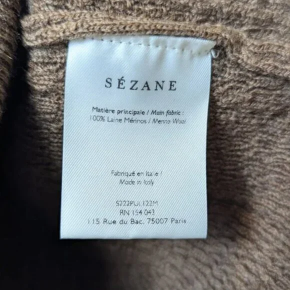 Sézane Rosalia 100% Merino Wool Knit Turtleneck Sweater in Brown Mocha Size XS - Picture 9 of 10